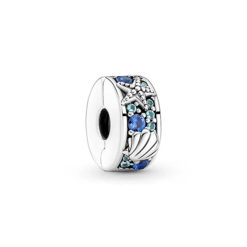 European Summer Blue Series Turtle Flower Pendant Fit S925 European 925 Sterling Silver Bracelet Bangles Necklace
