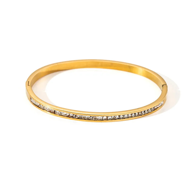 Fashionable Minimalist Nail Bracelet With Starry Sky Diamond Inlay Colorfast Versatile Stainless Steel Bracelet