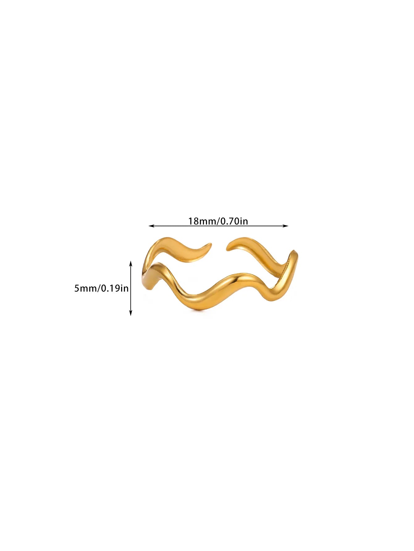 Vintage Geometric Wave Rings For Women Stainless Steel Gold Color Adjustable Ring Aesthetic Wedding Jewelry Gift Free Shipping