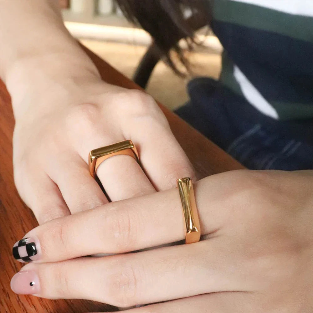 SUNIBI Stainless Steel Ring for Women 5mm Gold Color Custom Lover Couple Rings Gift Fashion Jewelry Wholesale/Dropshipping