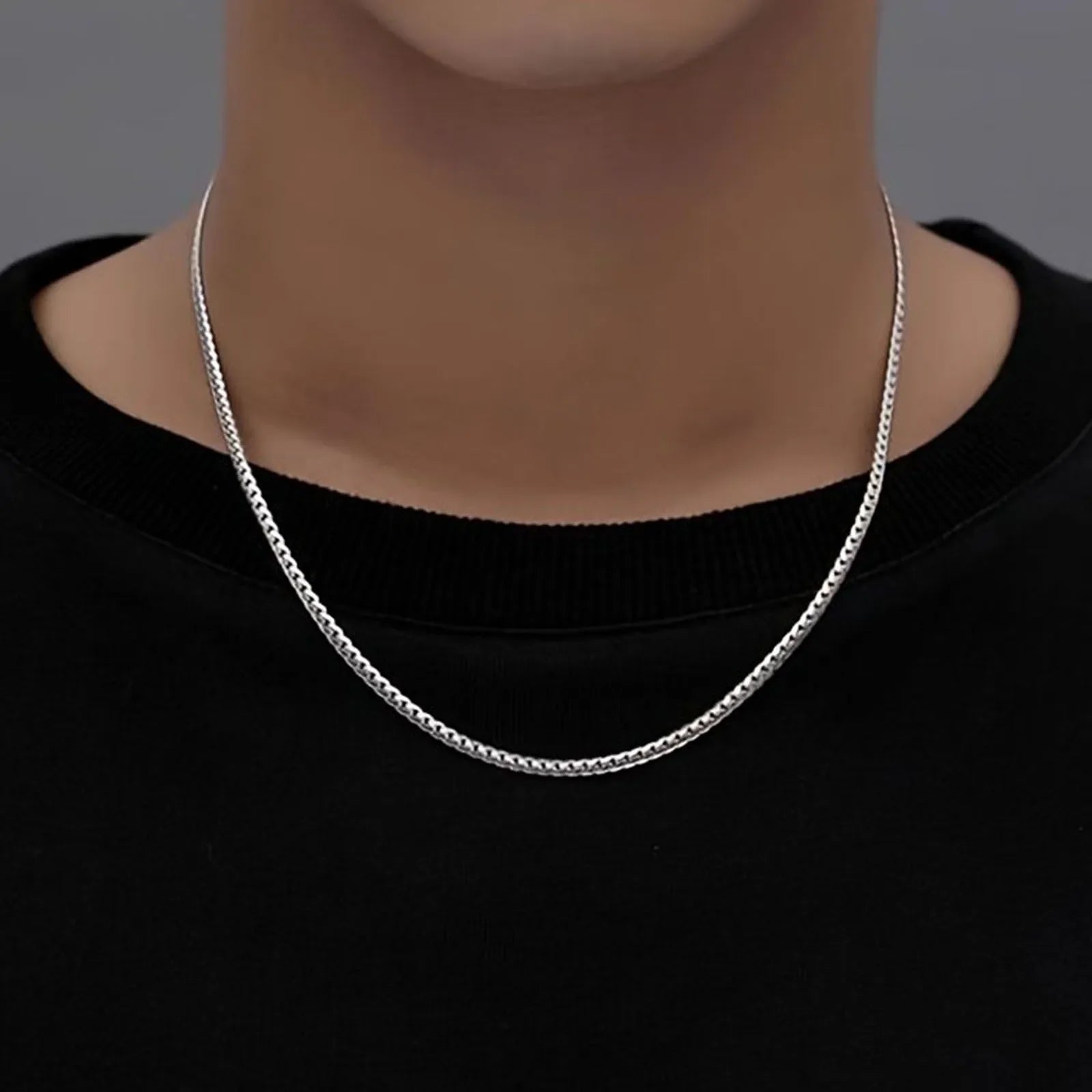 S925Silver Men's and Women's Cuban Chain Necklace 20IN/22IN Slim Style Trendy, Sophisticated Vintage-Inspired Collarbone Layerin
