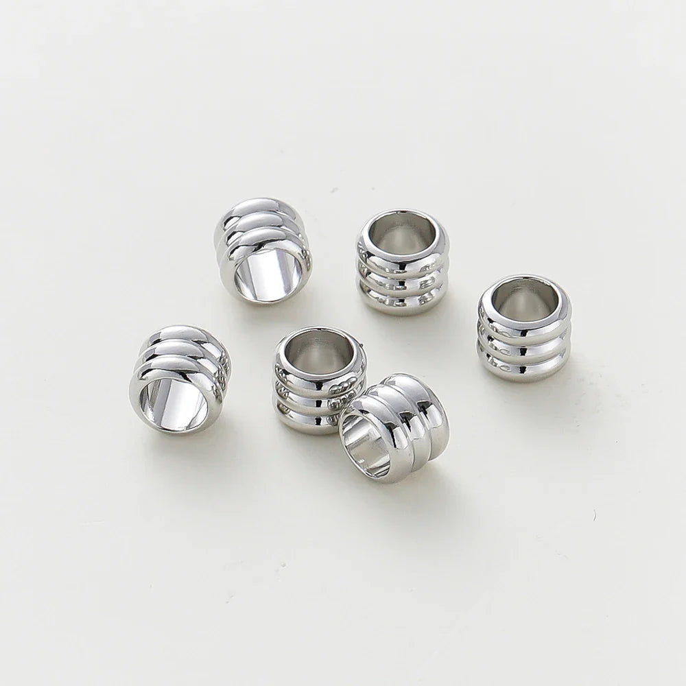 20 30 50pcs/lot 14K 18K Gold Plated Cylinder Charm Metal Beads Loose Spacer Beads For Bracelet DIY Jewelry Making Accessories