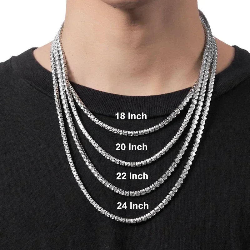 NeeTim 925 Sterling Silver Real Moissanite Tennis Necklace for Women Men Lab Diamonds Neck Chains Necklaces Party Fine Jewelry