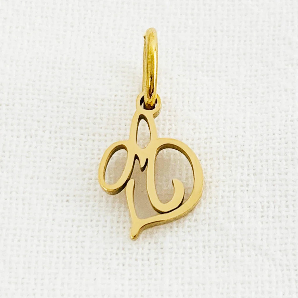 SUNIBI Heart Art Initial Alphabet Pendant DIY Name Customized Birthday Gift Stainless Steel Women Fashion Jewelry A-Z Wholesale