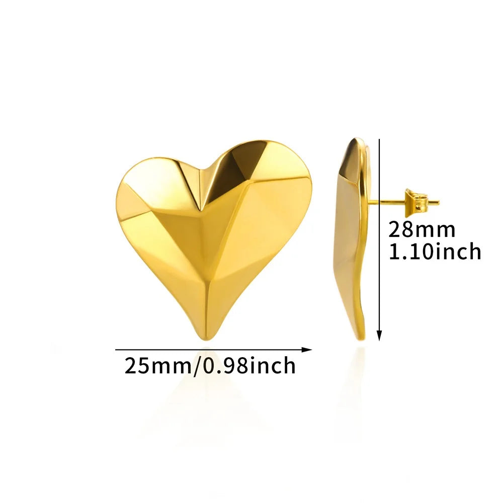 Gothic Heart Earring For Women Stainless Steel Golden Love Earring Wedding Couple Piercing Jewelry Valentine Day Gift сер