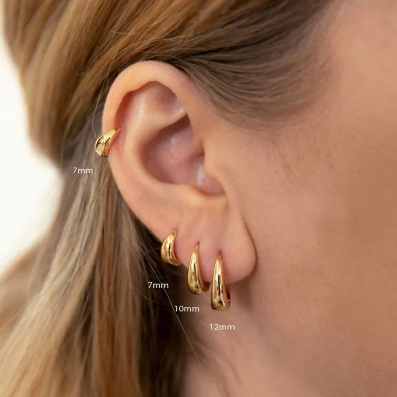 Classic Hoop Earrings for Women Chunky Stainless Steel Gold Color Earring 2025 Trend New in Minimalist Pendientes Jewelry aretes