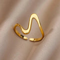 Fashion Oval Rings For Women Gold Color Stainless Steel Geometric Openning Ring Wedding Statement Jewelry 2024 Trend Gift BFF