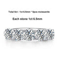 NeeTim 5mm 6.5mm Full Moissanite Ring for Women S925 Sterling Silver Eternity Sparkling Diamond Band Wedding Rings Jewelry