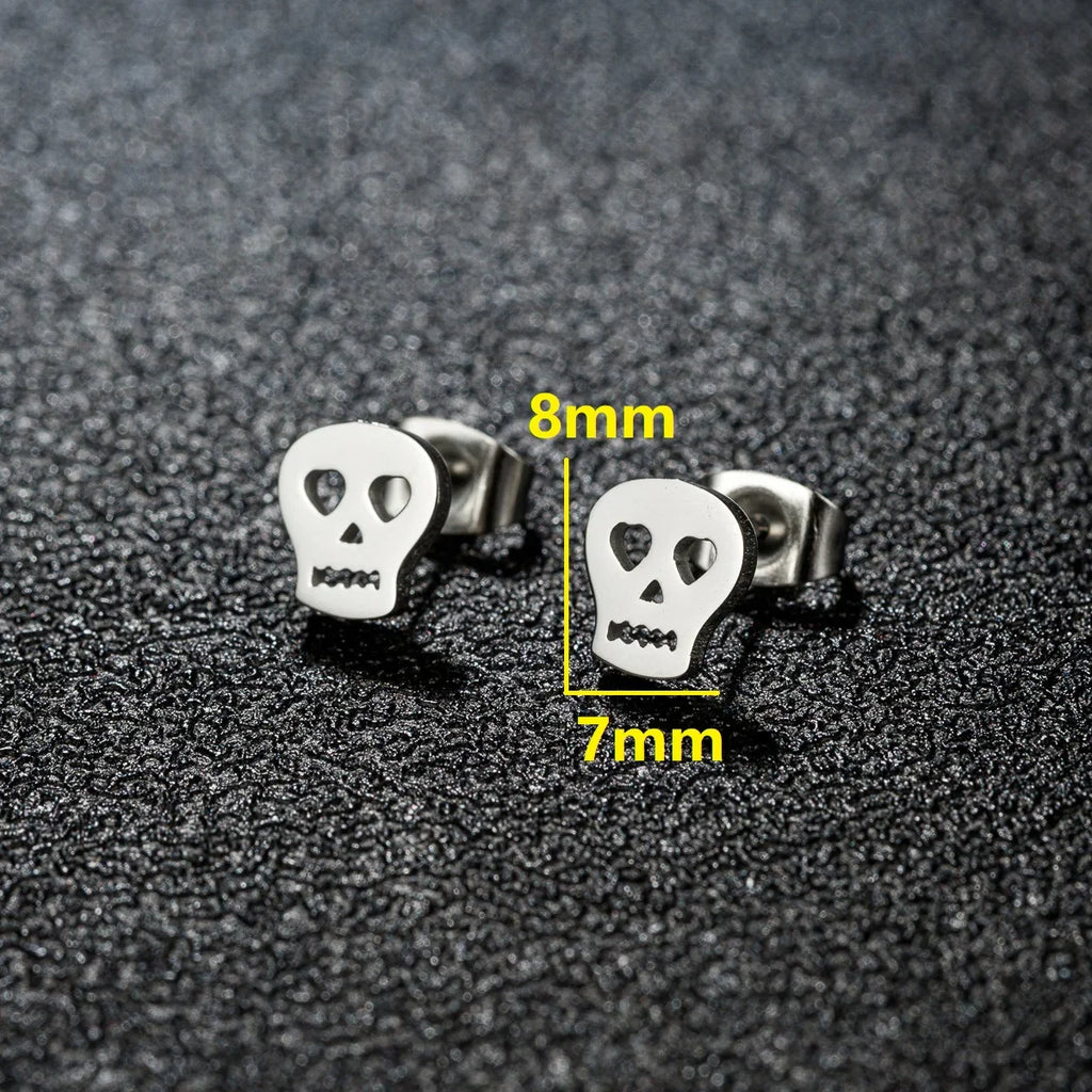 Horror Halloween Bat Spider Trendy Earrings Women 2024 Black Color Stainless Steel Ear Piercing Skull Punk Jewelry Party Gifts