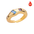 Zircon Square Finger Rings for Women Gold Color Irregular Stainless Steel Ring Engaement Wedding Aesthetic Jewelry Girls Gift