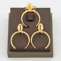 Gold Plated Earrings and Ring Jewelry Set for Ladies Exquisite Hook Earring Finger Ring Daily Wear for Party Anniversary Gifts