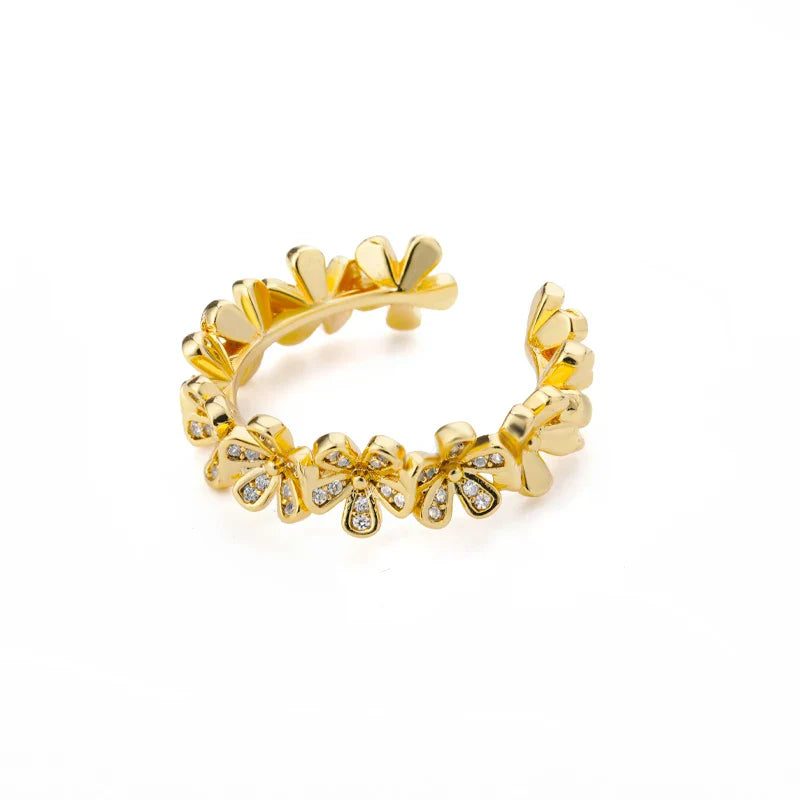 Delicate Zircon Flower Rings for Women Stainless Steel Ring 2024 New Trend Elegant Luxury Aesthetic Jewelry anillos
