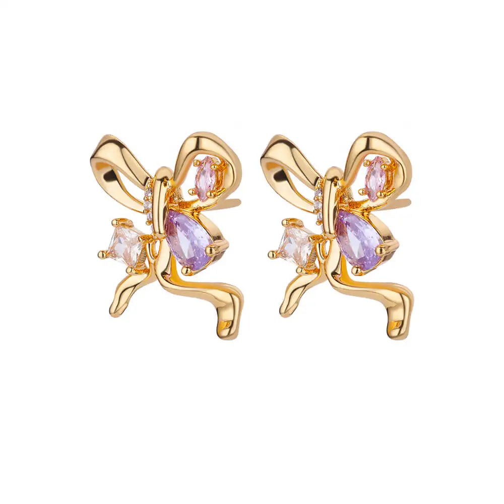 Zircon Butterfly Pendientes EarringsFor Women Stainless Steel Gold Color Butterfly Earring Trend Girl y2k Jewelry aretes mujer