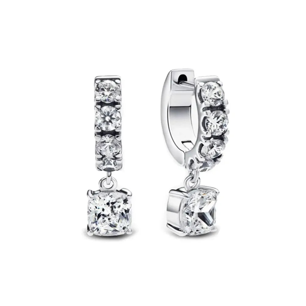 Christmas New 925 Silver Butterfly Blue Heart Red CZ Stud Earrings, Fit Women's Charm Jewelry Gifts Wedding