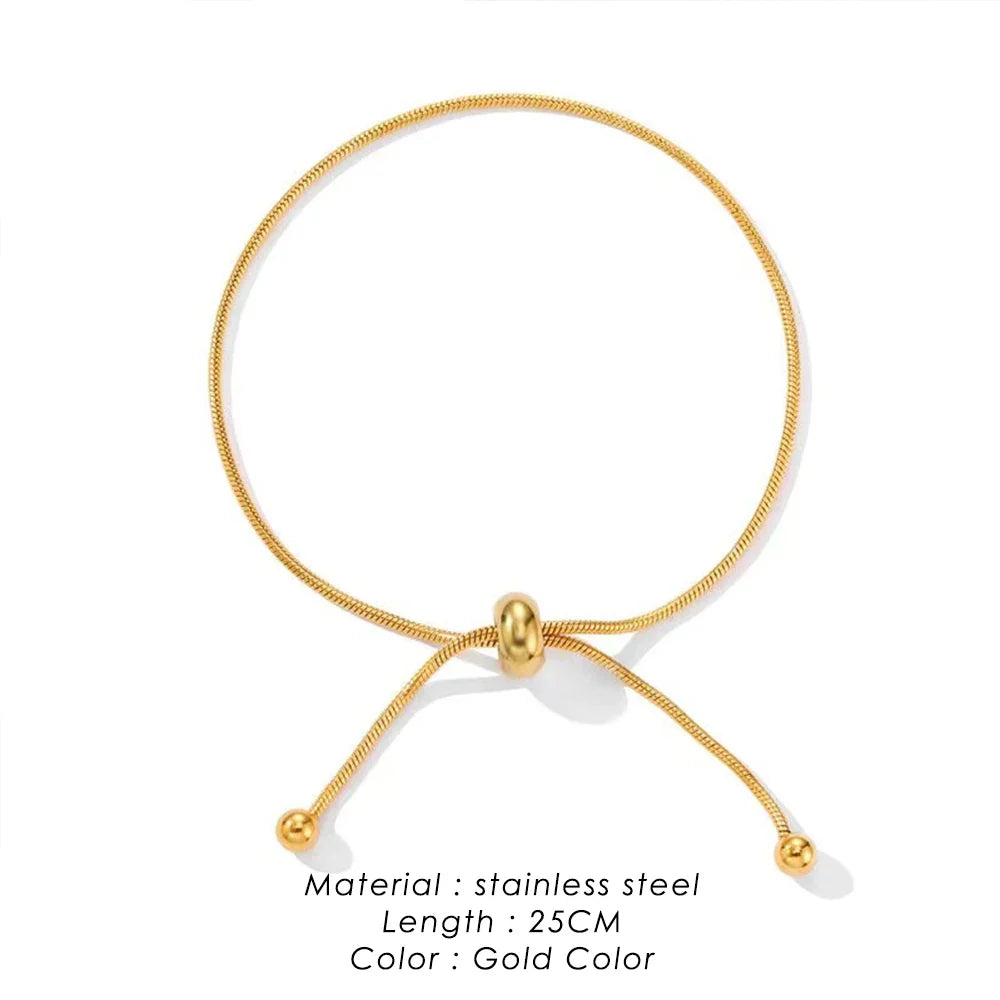 Korean Adjustable Stainless Steel Necklace for Women High Quality Design Gold Color Snake Chain Jewelry Wholesale Dropshipping