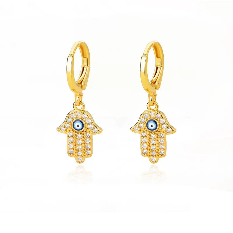 Zircon Evil Eye Earrings For Women Stainless Steel Gold Color Pendientes Piercing Earring Goth 2024 New In Jewelry aretes mujer