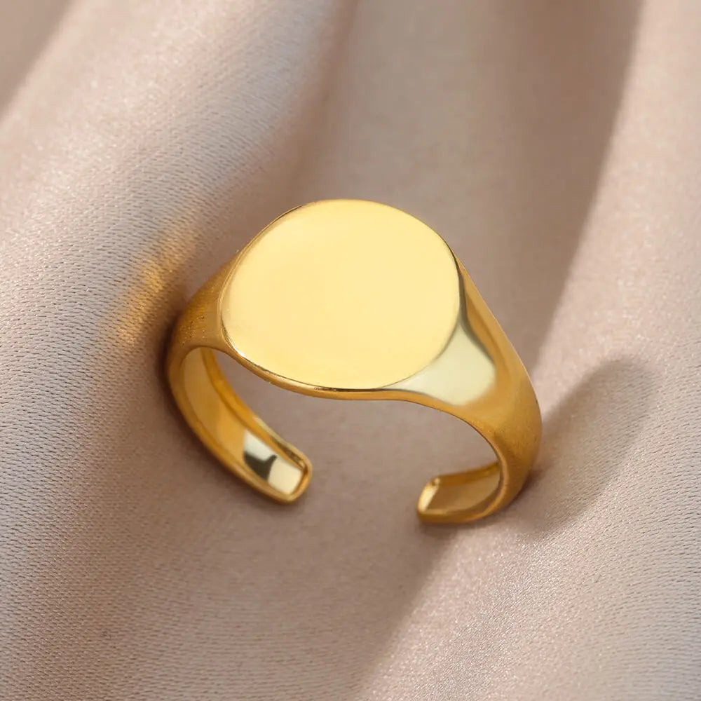 Irregular Hollow Opening Rings For Women Stainless Steel Gold Color Geometric Ring Party Christmas Jewelry Gift Free Shipping