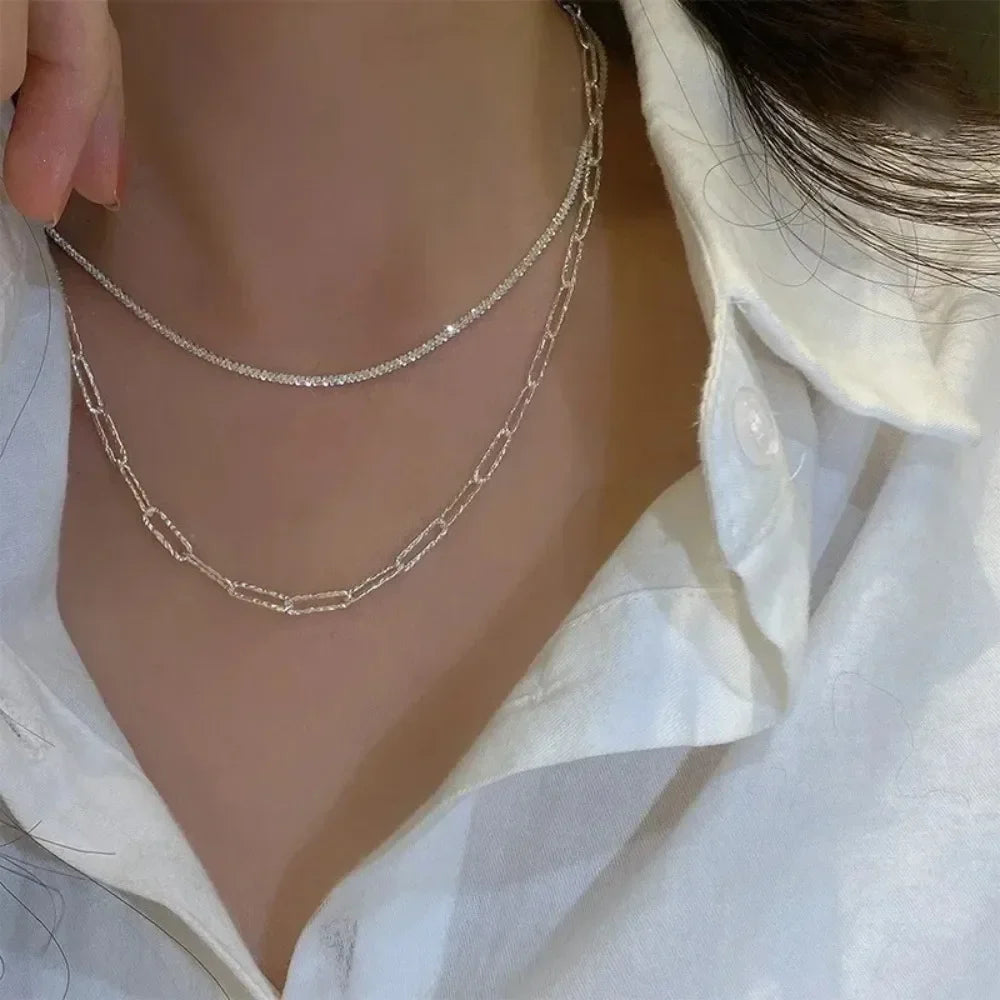 New Shiny Butterfly Necklace Ladies Exquisite Double Layer Clavicle Chain Necklace Jewelry for Ladies Gift