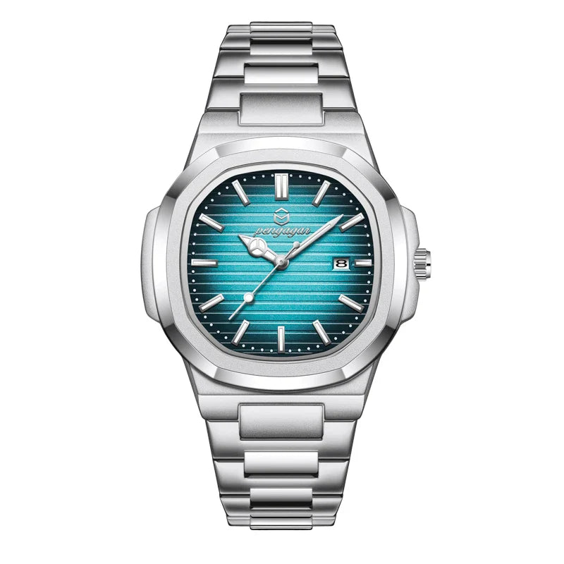 2026 New Luxury Military Man Watch Square Waterproof Luminous Date Week Men Watch Stainless Steel Quartz Men's Watches Reloj+box