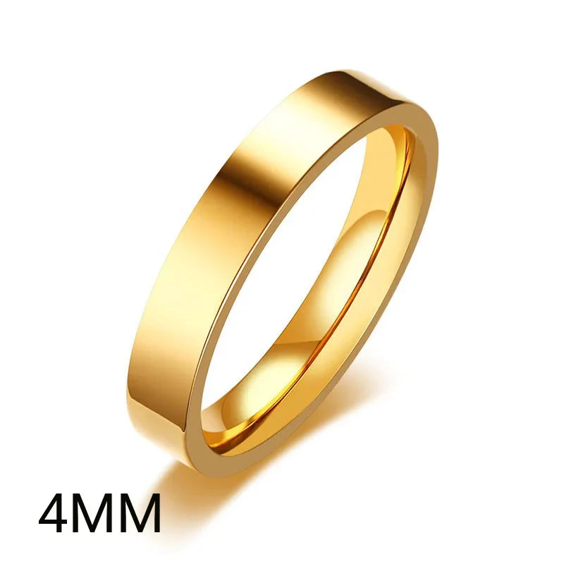 2mm 4mm 6mm 8mm Stainless Steel Wedding Ring for Women Flat Finger Rings Fashion Bijoux Femme Engagement Jewelry