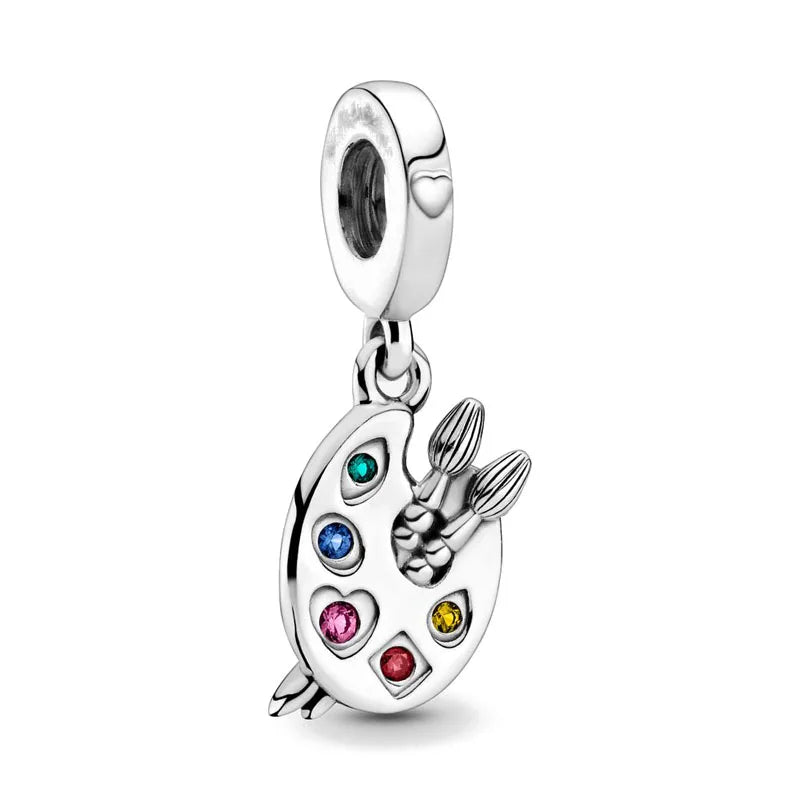 Hot selling 925 silver pink series flower dog paw heart-shaped pendant, Fit original bracelet DIY accessories, exquisite jewelry