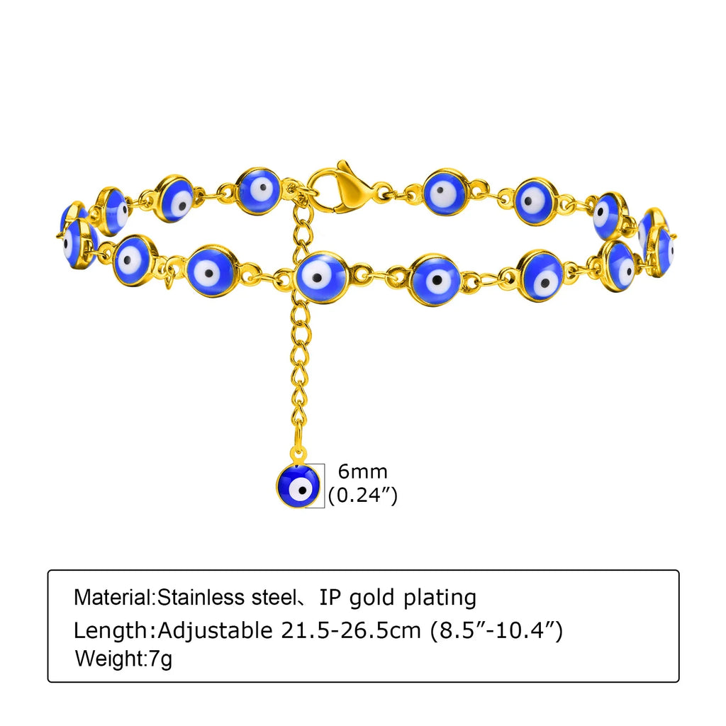 Stainless Steel Lucky Evil Eye Anklet Bracelet for Women, Blue Eye Beaded Chain Foot Anklets Summer Beach Lucky Amulet Gift