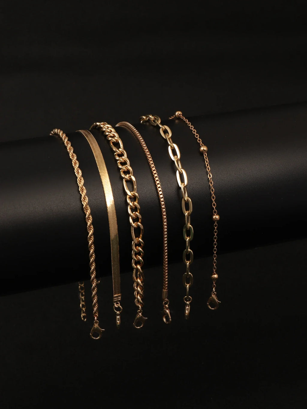 6Pcs Gold Color Bracelet Set Boho Retro Thick Twist Cuban Chain Bracelet for Women 2023 Trendy Quality Jewelry Gifts