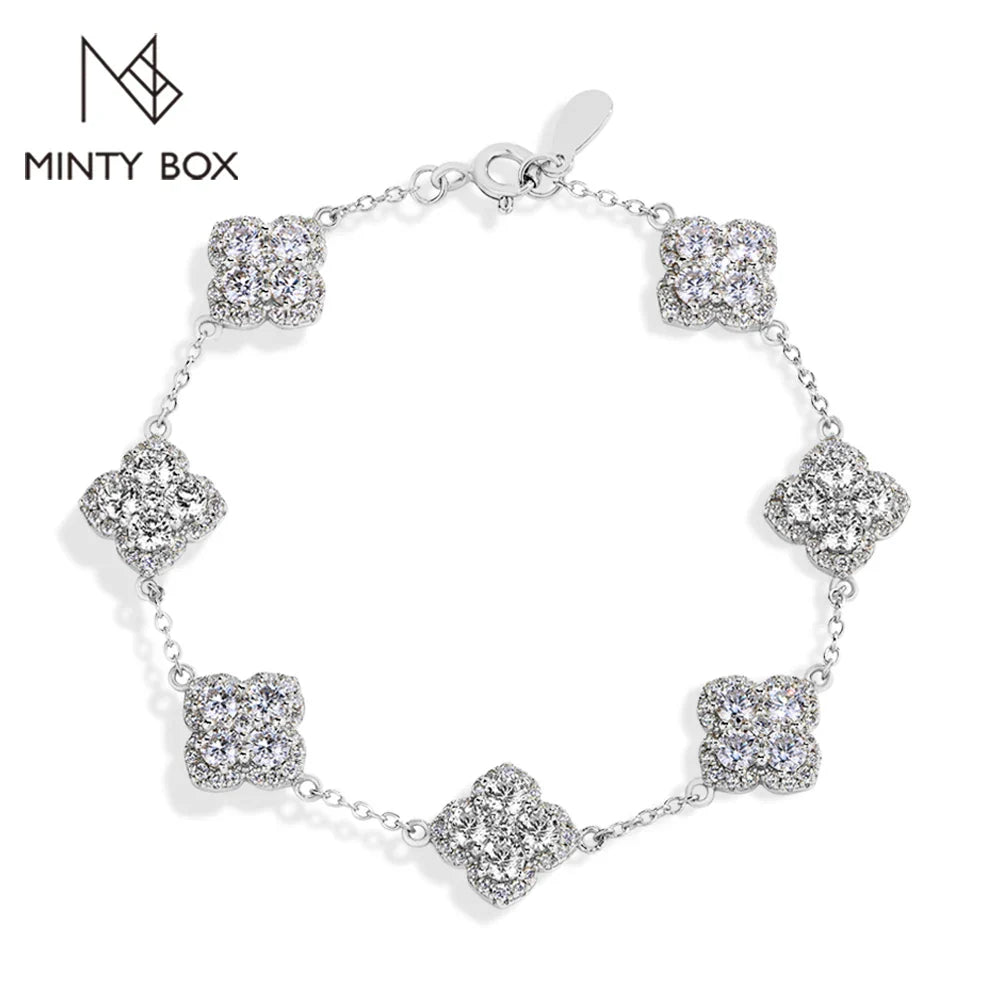 MINTYBOX S925 Sterling Silver Full Moissanite Bracelets D VVS1 Lab Diamond for Women 18k Gold Plated Engagement Jewelry Gift