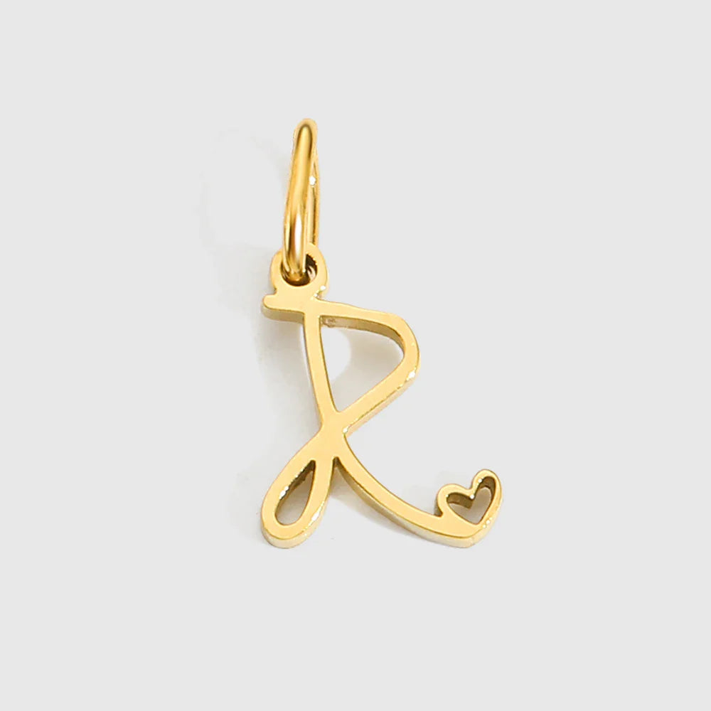 Personalized Stainless Steel Heart Alphabet Pendant DIY Accessories for Necklace Woman Men Jewelry Initials Birthday Gift A-Z