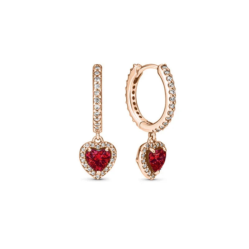 New S925 Silver Heart Stone Stud Earrings Suitable for Valentine's Day, Mother's Day, Anniversary Gift DIY Charm Jewelry