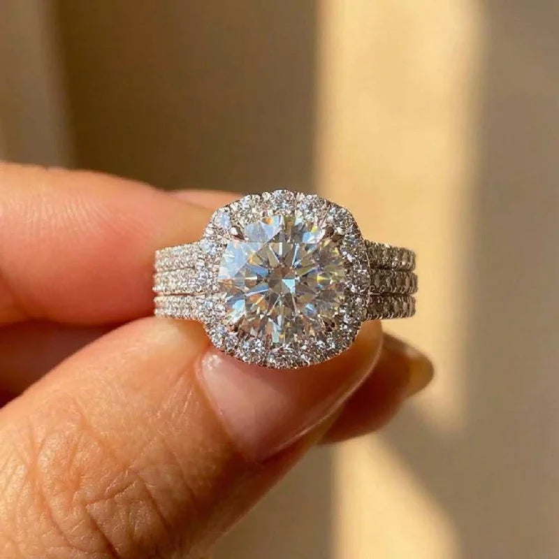 925 Sterling Silver Sparkling Full Zircon Square Geometry Rings for Women Gift Party High Quality stylish Jewelry Hot Sales