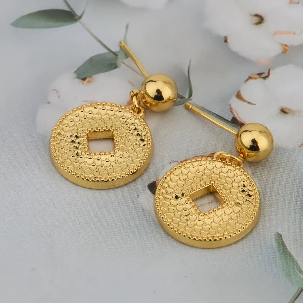 Dubai Gold Color Pendant Necklaces jewelry for Women Costume Necklace Earrings Sets Nigerian Wedding Party Gifts