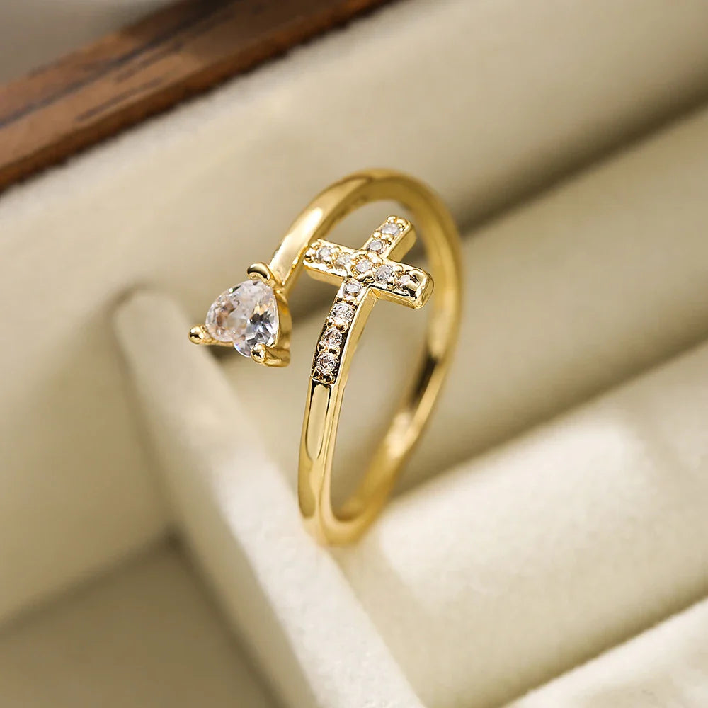 NEWBUY 2026 New Fashion Clear Shiny CZ Zircon Cross Evil Eye Rings For Women Girl Finger Accessories Party Jewelry Gift