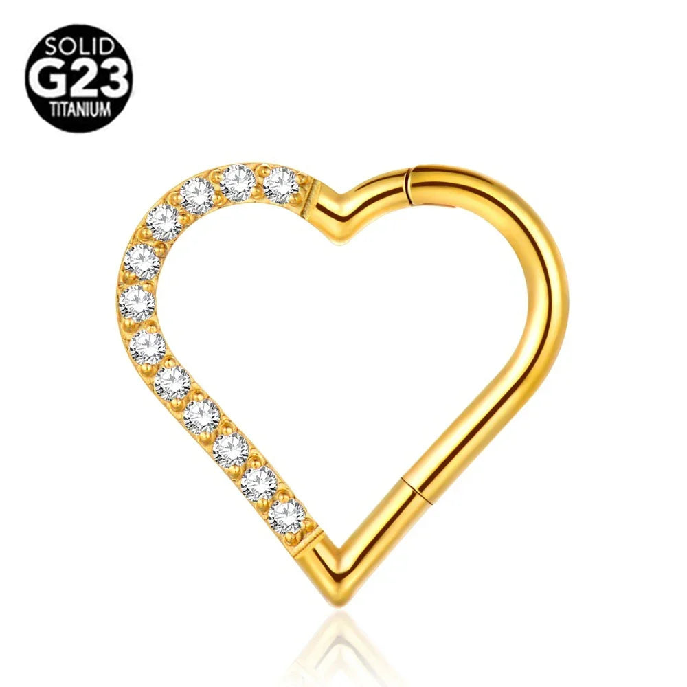 G23 Titanium Bee Septum Nose Ring Piercing Body Jewelry 16G Moon Segment Snake Clicker Helix  Ear Cartilage Heart Daith Hoop
