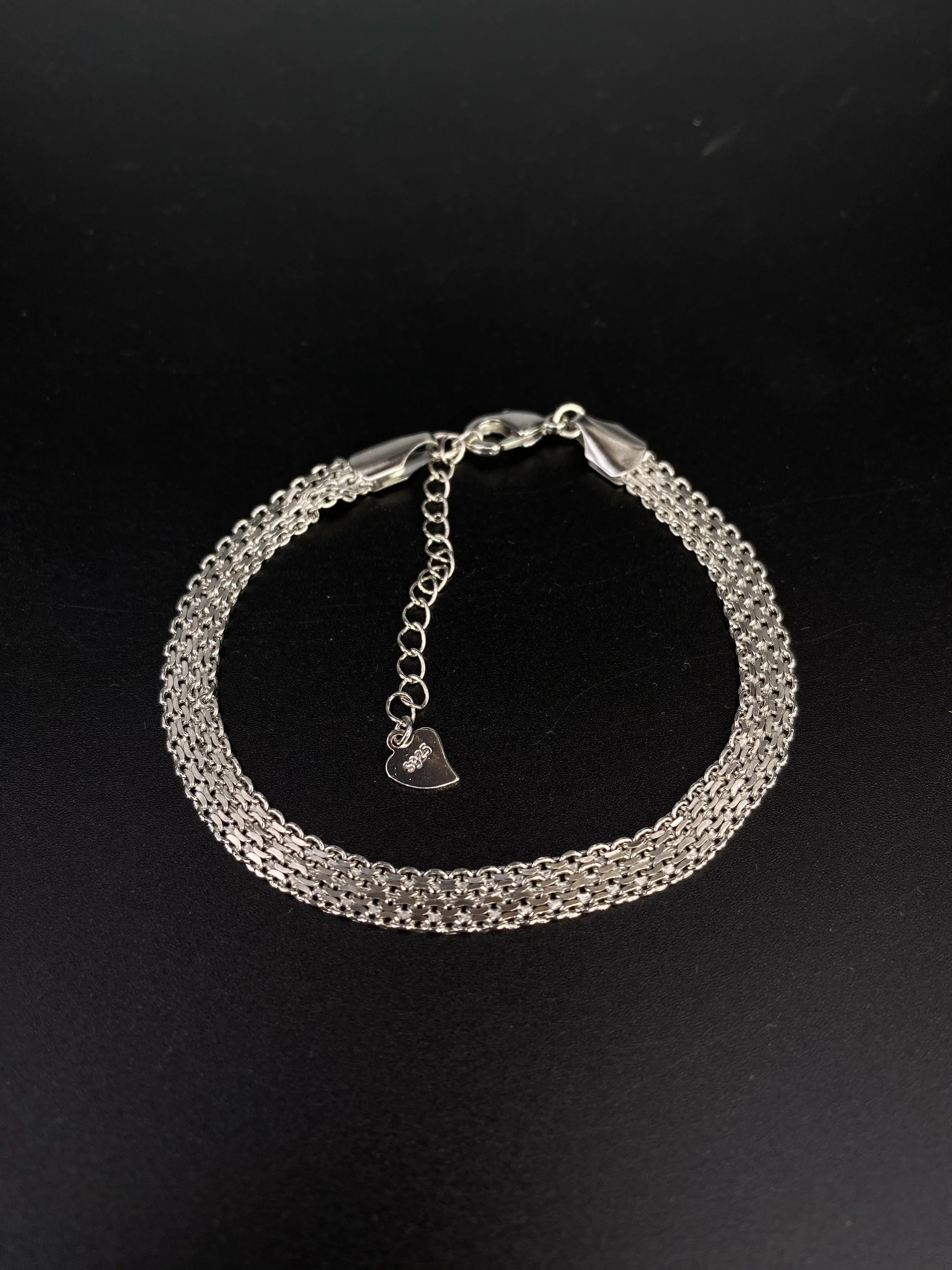 Sterling Silver plated Thai Silver Bracelet for Women Vintage Geometric Heart Love Lucky Punk Jewelry 2023 New Dropship