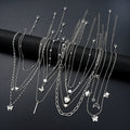 13Pcs/Set Simple Temperament Necklace Set Butterfly Pearl Heart Star Zircon Silver Color Necklace for Women Fashion Jewelry Gift