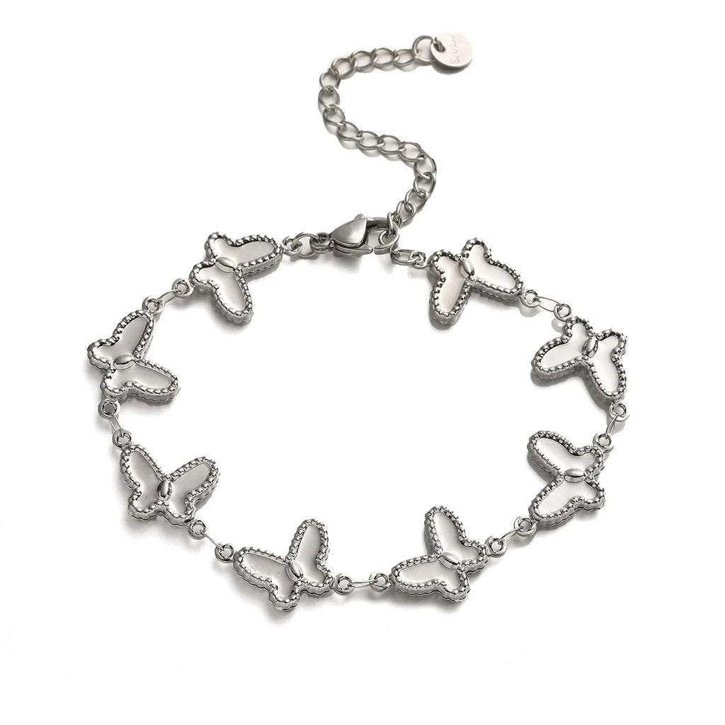 NEWBUY Wholesale Non-Fading Gold Color 316L Stainless Steel Heart Charm Bracelet For Women Casual Daily Jewelry