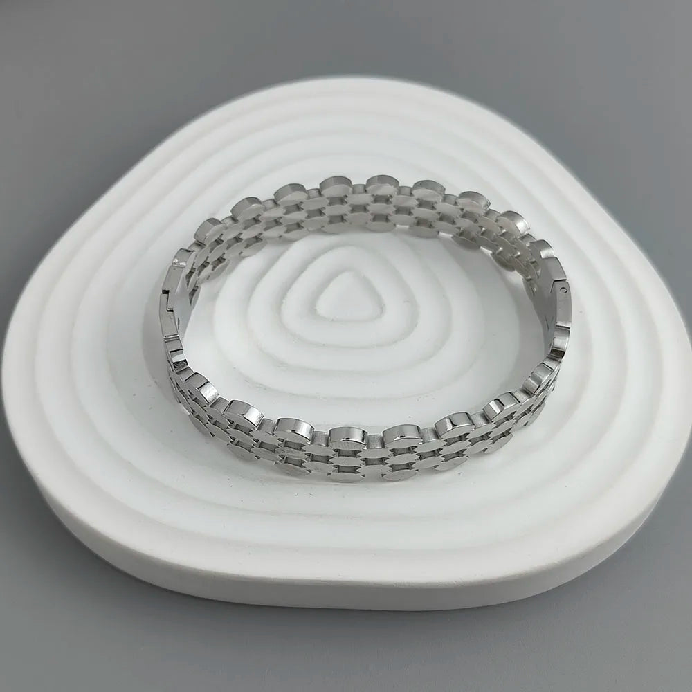 New honeycomb hollow gold-plated stainless steel bracelet, high quality waterproof silver bracelet, couple jewelry