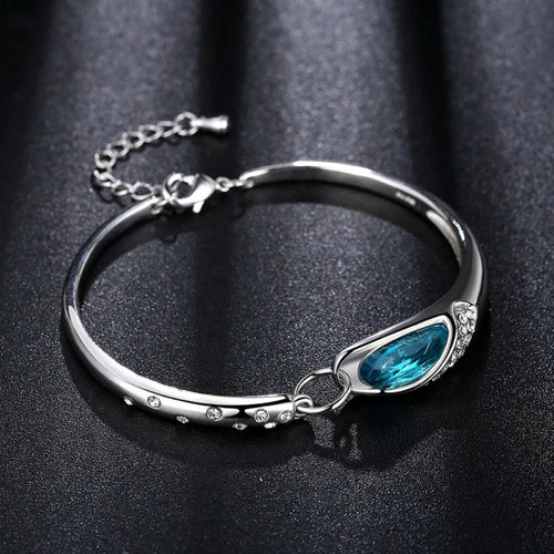 1pcs Blue Gemstone Bracelet Exquisite And Minimalist Style Lightweight Adjustable Chain Women's Daily Accessories Bracelet