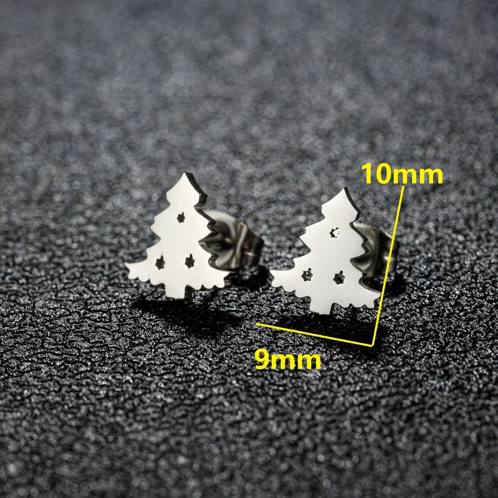 High Quality Stainless Steel Stud Earrings Girl Snowflake Elk Deer Silver Color Tragus Piercing Women'S Earrings Christmas Gifts