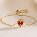 NEWBUY Delicate 4 Style Red Crystal Heart Charm Bracelets For Women Adjustable Shiny CZ Party Jewelry Female