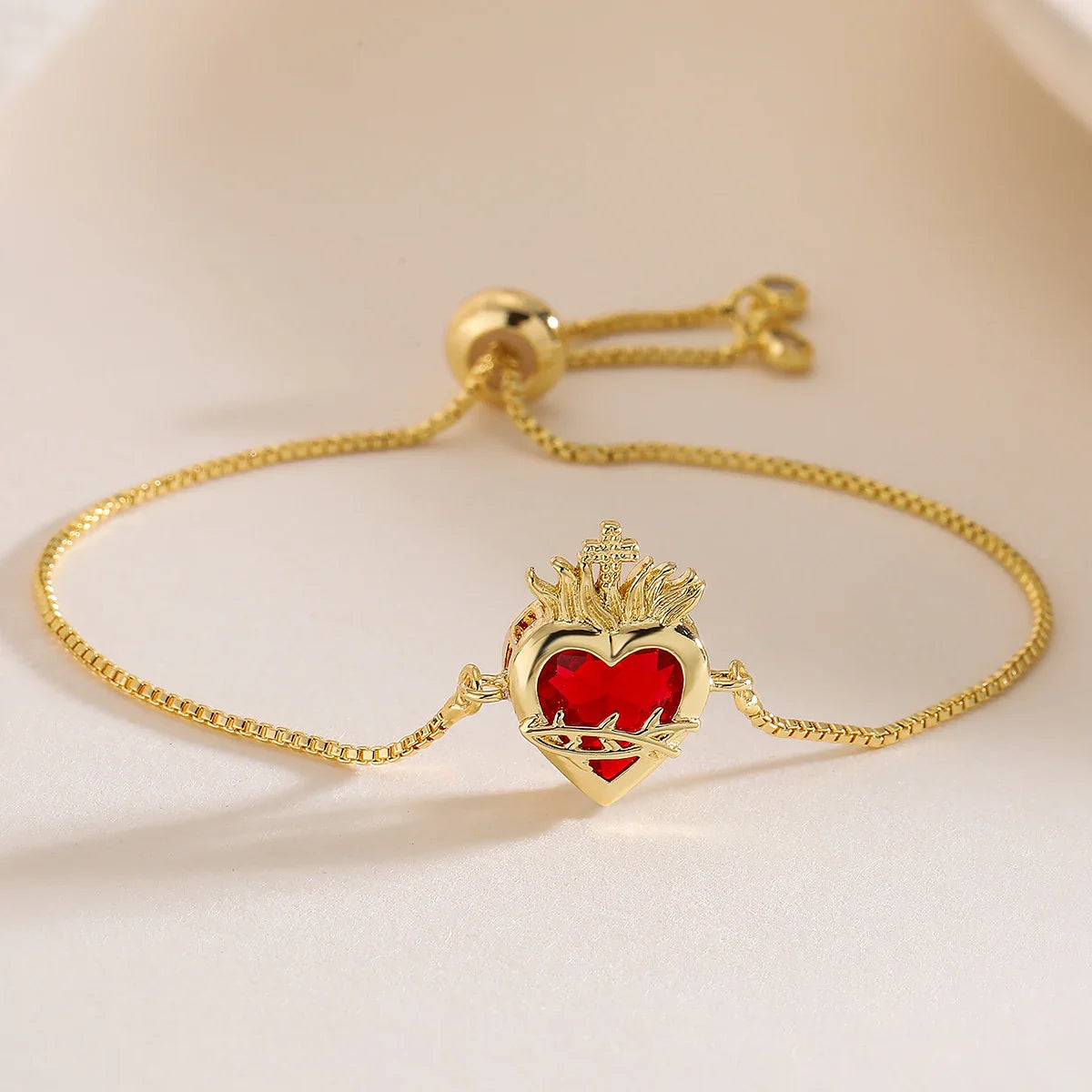 NEWBUY Delicate 4 Style Red Crystal Heart Charm Bracelets For Women Adjustable Shiny CZ Party Jewelry Female