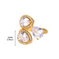 Luxury Colorful Zircon Rings For Women Fashion Gold Color Stainless Steel Open Finger Ring Wedding Party Aesthetic Jewelry Gift