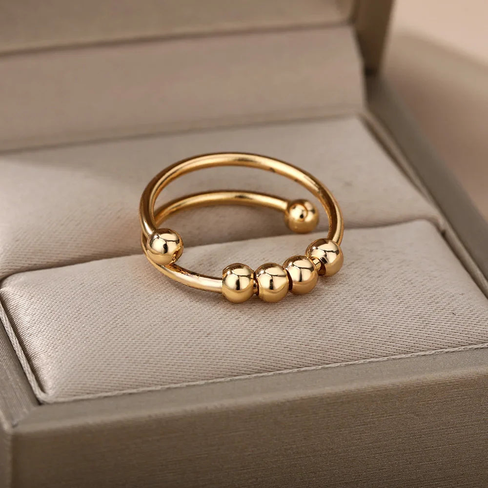 Stainless Steel Snake Rings For Women Men Gold Color Open Adjustable Zircon Ring Vintage Gothic Aesthetic Jewelry anillos mujer