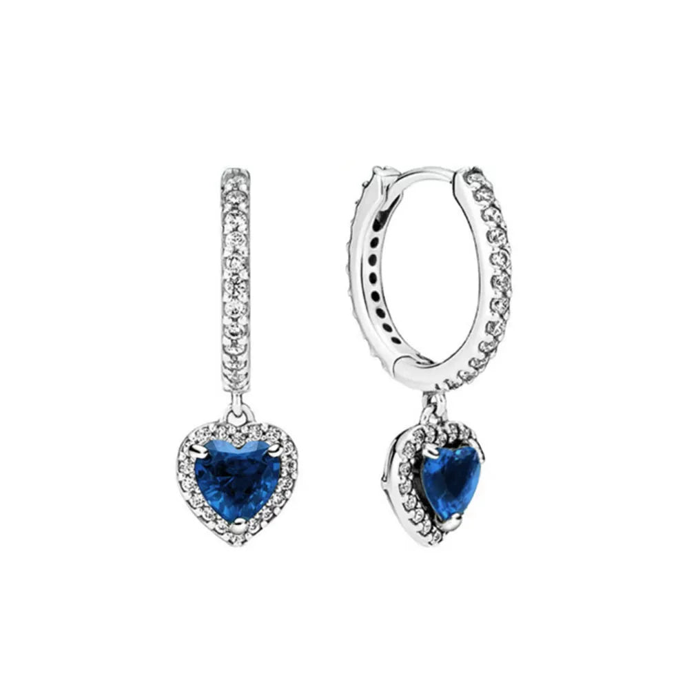 New S925 Silver Heart Stone Stud Earrings Suitable for Valentine's Day, Mother's Day, Anniversary Gift DIY Charm Jewelry