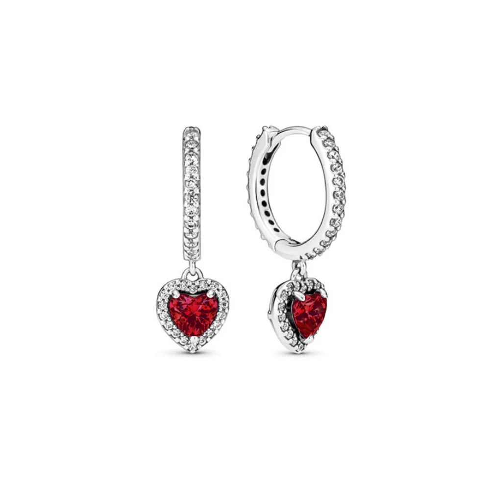 New S925 Silver Heart Stone Stud Earrings Suitable for Valentine's Day, Mother's Day, Anniversary Gift DIY Charm Jewelry