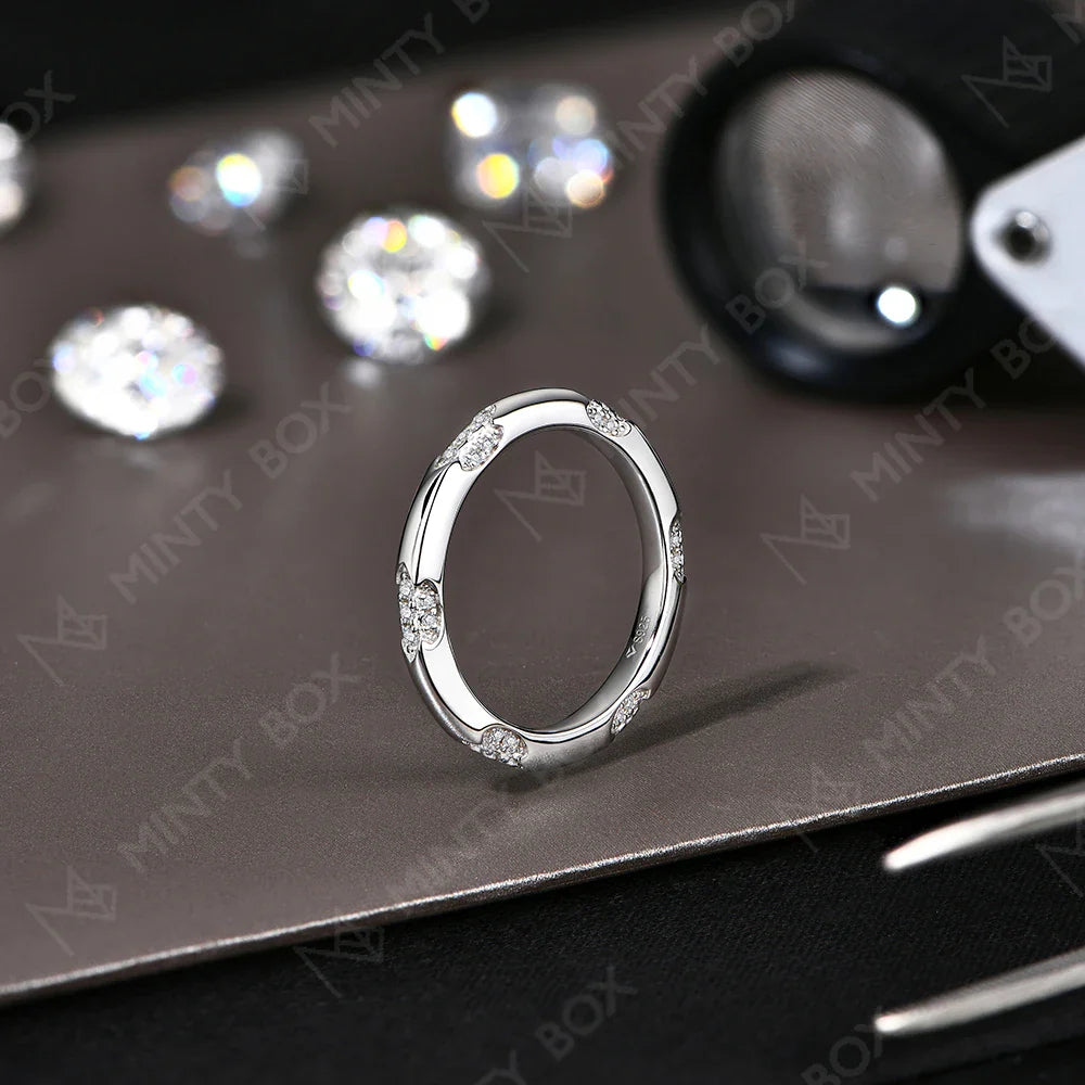 MINTYBOX S925 Silver Moissanite Wedding Band Ring for Women Lab Diamond Engagement Rings 18K Gold Plated Jewelry