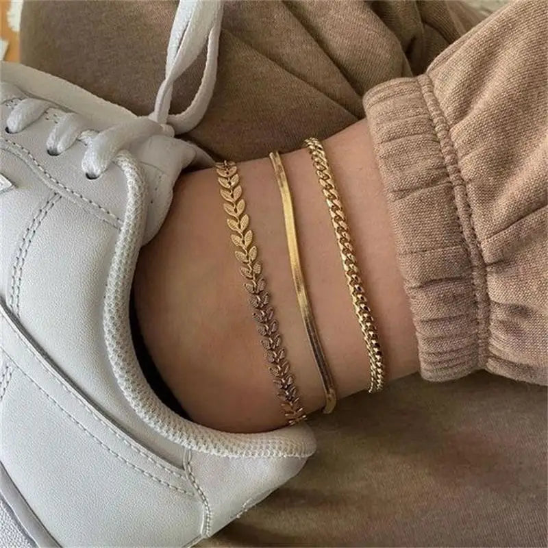 New Summer Shell Anklet Set For Women Sequin Beach Ankle Bracelet Gold Color Leg Chain On Foot Female Bohemian Jewelry