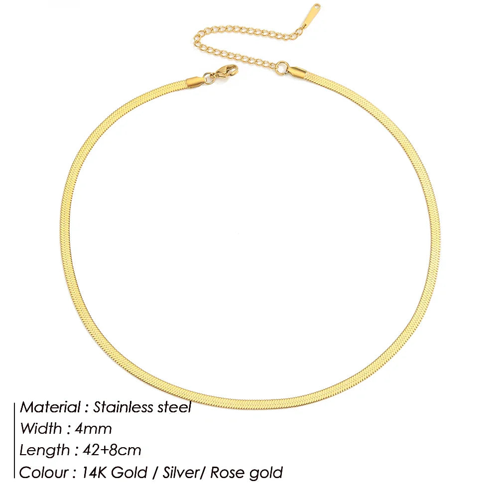SUNIBI Stainless Steel Necklaces for Women Gold Color Basic Punk Link Chain Necklace Solid Metal Jewelry Wholesale/dropshipping