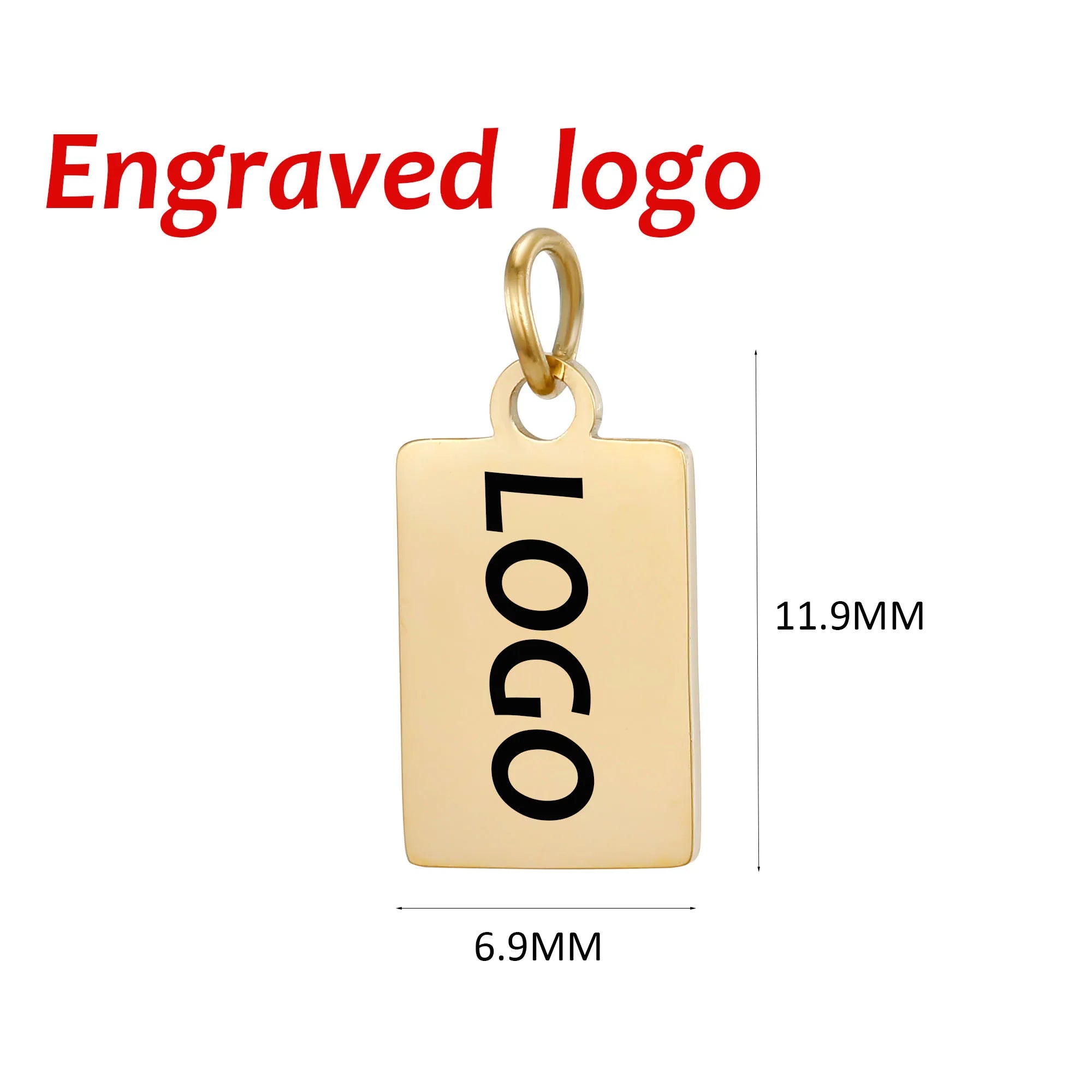 SUNIBI Custom Logo Tags Stainless Steel Charms for Necklace Bracelets 6 Sizes to Choose Jewelry